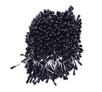 Leisurealeaneag 1800 piezas de estambre de flores artificiales de doble cabeza para manualidades florales DIY - 3 mm, color negro