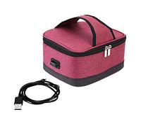 Leisurealeaneag Fiambrera térmica eléctrica con USB, calentador de alimentos para coche, cocina, trabajo, rojo, 22 x 16 x 10 cm