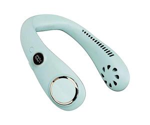 Leisurealeaneag Ventilador de cuello portátil recargable USB para exteriores, césped, verde, 22,6 x 19,8 x 5,6 cm