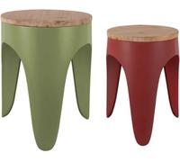 Leitmotiv Stool Set Double Funky Army Green & Red Ocre