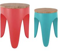 Leitmotiv Stool Set Double Funky Scarlet Red & Turquoise Blue