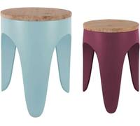 Leitmotiv Stool Set Double Funky Soft Blue & Dark Mauve