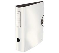 Leitz 10471001 A4 180° Carpeta sólida activa con lomo redondeado para hasta 500 hojas A4 de aproximadamente 8,2 cm de ancho de lomo, cierre elástico de espuma de polietileno resistente, color blanco