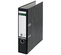 Leitz 10805095 - Archivador de Anillas con Palanca Clásico Jaspeado 180º, Tamaño A4, Hasta 600 Hojas, CO2 Compensado, 100% Cartón Reciclado, Con Ranuras, Cantonera y Orificio, Lomo 80 mm, Color Negro