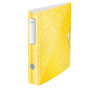 Leitz Active Archivador de Palanca A4, Amarillo, Lomo Curvado de 65mm de Ancho, Cierre Elástico, Polyfoam Ligero, Gama WOW, 11070016