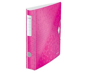 LEITZ 11070023 - Archivador de palanca polyfoam 180º lomo curvado cierre con goma Active WOW DIN A4 50 mm. color fucsia metalizado