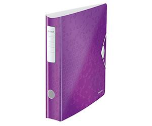 Leitz 11070062 - Archivador de Palanca Polyfoam 180º Lomo Curvado Cierre con Goma Active Wow Din A4 50 mm, Color Violeta Metalizado