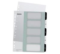 Leitz 12130000 - Separadores para A4, 20 unidades, portada para escribir en PC y 5 separadores, pestañas con números 1 - 5, gran ancho, blanco/negro, polipropileno, WOW