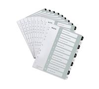 Leitz 12150000 - Separadores para A4, 10 unidades, portada para escribir en PC y 10 separadores, pestañas con números del 1 al 10, gran ancho, blanco/negro, polipropileno, WOW