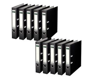 Leitz 180° Plastic Lever Arch File - Carpeta (5,5 cm, 32 cm, 440g, Negro, 10 pieza(s))