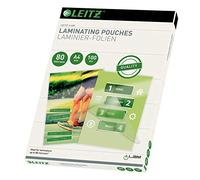 Leitz 33818 - Pack de 100 Bolsas de Plastificación iLam, Transparente Brillante, A4, 80 Micras Grosor, Adecuado para Oficina y Casa, con Acabado Profesional