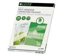 LEITZ 33872 - Bolsas de plastificación dorso adhesivo DIN A4. (caja 100 ) 80 micras