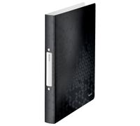 Leitz Carpeta de 2 Anillas, Capacidad para 190 Hojas, Gama WOW, 25 mm de Lomo, 42570095 - A4, Negro