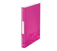 LEITZ 42580023 - Carpeta de anillas WOW PP 4 anillas redondas de 25 mm DIN A4 color fucsia metalizado