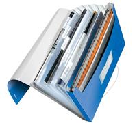 LEITZ 45890036 - Carpeta acordeón WOW PP con 6 separadores más 1 extra ancho DIN A4 color azul metalizado