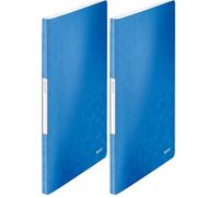 LEITZ 46310036 - Carpeta de fundas WOW PP 20 fundas DIN A4 color azul metalizado (Paquete de 2)