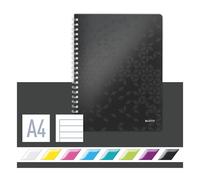 Leitz 4637 WOW cuaderno espiral A4 rayado 80 gramos 80 hojas negro
