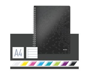Leitz 4637 WOW cuaderno espiral A4 rayado 80 gramos 80 hojas negro