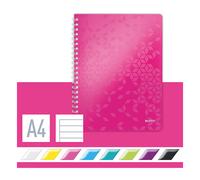 Leitz 4637 WOW cuaderno espiral A4 rayado 80gr 80 hojas rosa metalizado