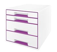LEITZ 52132062 - Bucs de cajones WOW Desk Cube NUEVA VERSIÓN 4 cajones (2 grandes y 2 pequeños) color violeta metalizado/blanco