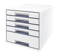 Leitz 52142001 Buc de 5 Cajones A4, Organizador, Gama WOW, Blanco/Gris