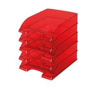 Leitz 52260028 Transparent Plus - Cajonera organizadora, fabricada en poliestireno, A4, 5 unidades, color rojo
