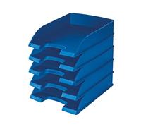 Leitz 52270035 - Paquete de 5 bandejas de correo apilables, azul
