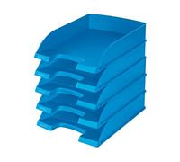 Leitz 52270230 - Bandejas para correo (tamaño A4, poliestireno), Azul Claro, 5 unidades