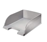 LEITZ 52330084 Plus Jumbo - Bandeja para correspondencia en Formato A4, Plata, 255 x 103 x 357, 1 Unidad