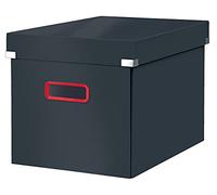 Leitz 53470089 - Caja de Almacenamiento Click & Store Cúbica Grande Cosy, Volumen 30 L, Compatible con Estanterías Tipo Kallax, Plegable con Tapa, Fabricada con 80% Cartón Reciclado, Gris Terciopelo