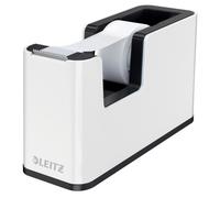 Leitz Dispensador de Cinta Adhesiva, Base Pesada, Cinta Adhesiva, Gama WOW, Blanco Perla/Negro