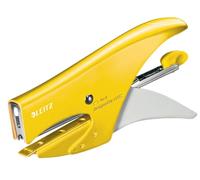 Leitz Alicates de grapado WOW – 15 hojas, cuerpo metálico ergonómico, incluye grapas – Amarillo