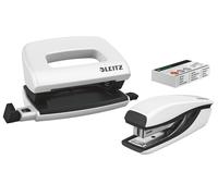 Leitz – Juego de mini grapadora y perforadora NeXXt 55612001 – 10 hojas – Blanco