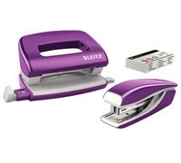 Leitz Mini Nexxt WOW 55612062 5528 - Juego de grapadora y perforadora (capacidad: 10 hojas), color violeta