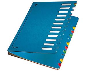 Leitz 59120035 - Archivador rígido de cartón con compartimentos del 1-12 color azul