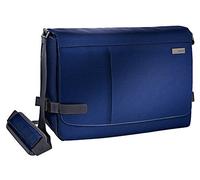 Leitz 60190069, Maletín bandolera para ordenador portátil de 15,6" Smart Traveller, Poliéster/Piel, Azul titanio