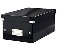 Leitz 60410095 - Caja para Guardar CDs Click & Store WOW, 84% Cartón Reciclado, Plegable, con Portaetiquetas, Superficie Laminada, Volumen 5 Litros, Color Negro, 143 x 136 x 352 mm