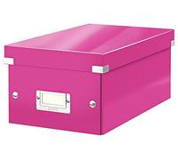 Leitz 60420023 - Caja para Guardar CDs Click & Store WOW, 84% Cartón Reciclado, Plegable, con Portaetiquetas, Superficie Laminada, Volumen 5 Litros, Color Fucsia, 143 x 136 x 352 mm