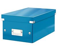 Leitz 60420036 - Caja para Guardar CDs Click & Store WOW, 84% Cartón Reciclado, Plegable, con Portaetiquetas, Superficie Laminada, Volumen 5 Litros, Color Azul, 143 x 136 x 352 mm