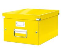 Leitz 60440016 - Caja de Almacenaje Mediana Click & Store WOW, 85% Cartón Reciclado, A4, Asas Metálicas, Portaetiquetas, Plegable, Volumen 16 Litros, Color Amarillo, 281 x 200 x 370 mm, Apilable