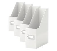 Leitz 60470001 - Pack de 4 Revisteros Click & Store WOW, 77% Cartón Reciclado, con Portaetiquetas, Plegable, Capacidad 800 Hojas de Papel A4 (80 g/m²), 103x330x253mm, Color Blanco