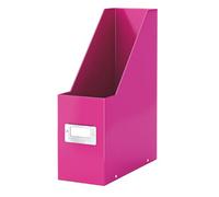 Leitz 60470023 - Revistero Click & Store WOW, 77% Cartón Reciclado, con Portaetiquetas, Plegable, Superficie Laminada, Capacidad 800 Hojas de Papel A4 (80 g/m²), 103x330x253mm, Color Fucsia