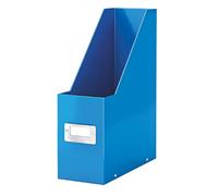 Leitz 60470036 - Revistero Click & Store WOW de Leitz, 77% Cartón Reciclado, con Portaetiquetas, Plegable, Superficie Laminada, Capacidad 800 Hojas de Papel A4 (80 g/m²), 103x330x253mm, Color Azul