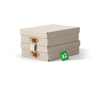 Leitz Puro Caja de Almacenamiento Mediana con Tapa - Juego de 2 Cajas de Almacenamiento, Compatibles con Cubos y Estanterías, Organizador Apilable 8L, Apto para Hogar y Oficina (27 x 37 x 10cm, Beige)