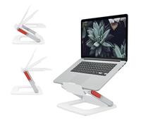 Leitz 64240001 - Soporte para Portátil MultiÁngulo de Altura Ajustable, 63% Plástico Reciclado, Seis Posiciones Prefijadas de Altura y Ángulo, Tamaño Compacto, 100% Reciclable, Gama Ergo, Blanco