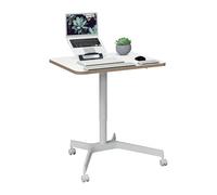 Leitz 65360001 - Escritorio Ergo Elevable Compacto, Ajuste de Altura Mediante Mecanismo Neumático, Trabaja de Pie o Sentado, Carga de Hasta 20kg y Ruedas Integradas, 80cm x 60cm, Gama Ergo, Blanco
