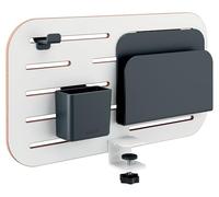 Leitz 65480000 - Organizador de Escritorio Pequeño Ergo, Compatible con Escritorios de hasta 35 mm de Grosor, Ranuras para Colgar, Montaje con Abrazadera, 42 cm x 25 cm, Gama Ergo, Blanco