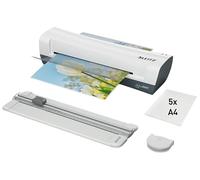 Leitz Plastificadora iLAM Home 4 en 1 A4 — Térmica 80-125 micras, cizalla y recortadora con 5 fundas