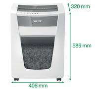 Leitz IQ Office Pro P5 - Destructora de papel de corte supermicro, destruye 17-15 hojas a la vez (70-80 gms), papelera de 30 l, blanco, 80050000