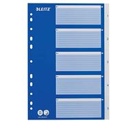 Leitz A4 Índice de Meses Enero-Diciembre, Azul & Blanco, Pestañas de Plástico Resistente con Carátula de Índice, 12546001